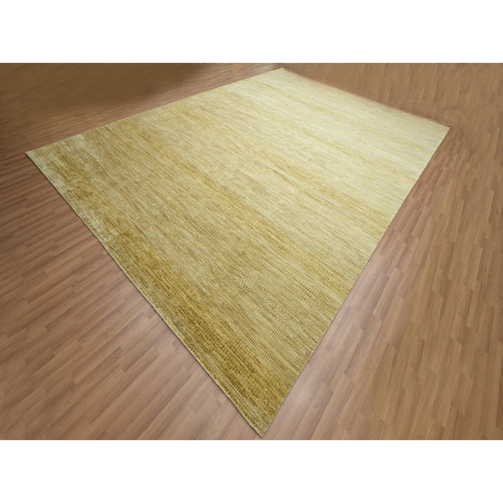 10'0" x 14'0" New Hand Knotted Brown Wool & Silk Rectangle Oriental Rug - MOA10283233