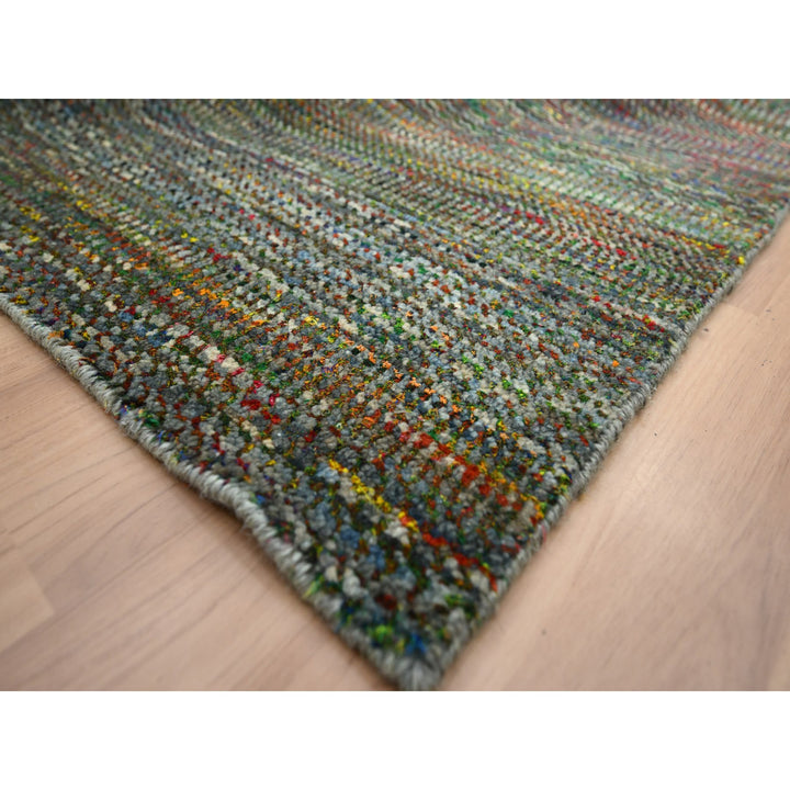 10'0" x 14'0" New Hand Knotted Black Wool & Silk Rectangle Oriental Rug - MOA10283234