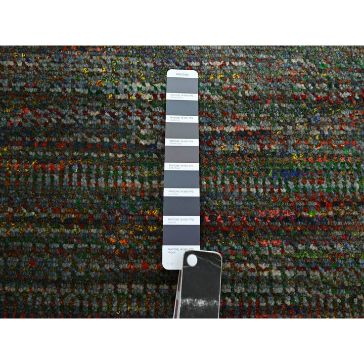 10'0" x 14'0" New Hand Knotted Black Wool & Silk Rectangle Oriental Rug - MOA10283234