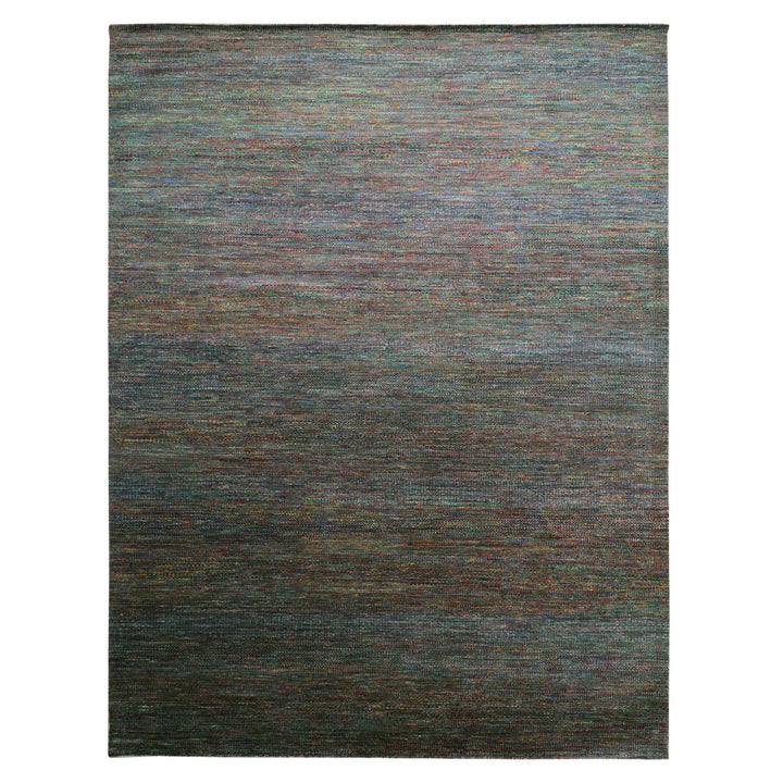 10'2" x 13'10" New Hand Knotted Grey Wool & Silk Rectangle Oriental Rug - MOA10283236
