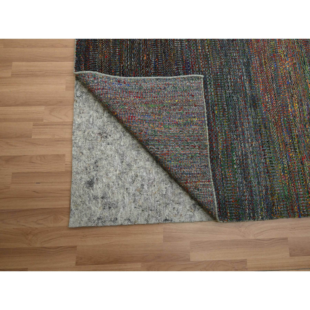 10'2" x 13'10" New Hand Knotted Grey Wool & Silk Rectangle Oriental Rug - MOA10283236