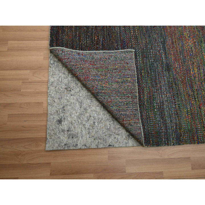 10'2" x 13'10" New Hand Knotted Grey Wool & Silk Rectangle Oriental Rug - MOA10283236