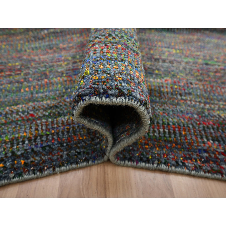 10'2" x 13'10" New Hand Knotted Grey Wool & Silk Rectangle Oriental Rug - MOA10283236