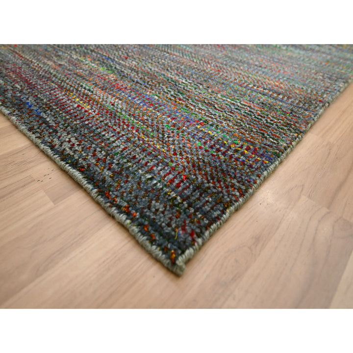 10'2" x 13'10" New Hand Knotted Grey Wool & Silk Rectangle Oriental Rug - MOA10283236
