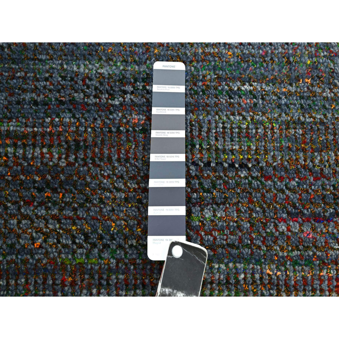 10'2" x 13'10" New Hand Knotted Grey Wool & Silk Rectangle Oriental Rug - MOA10283236