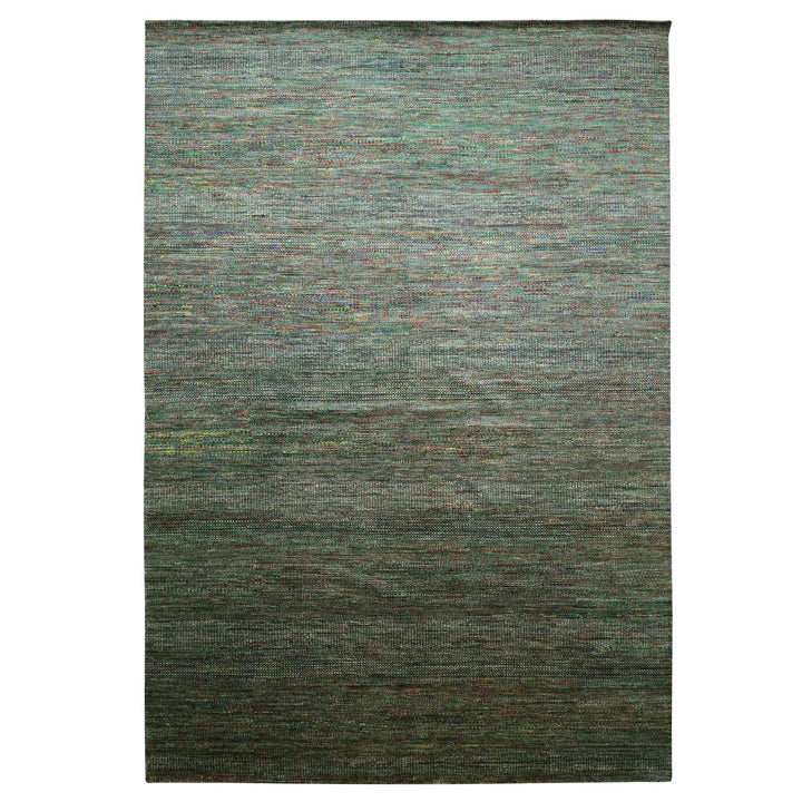9'11" x 14'6" New Hand Knotted Green Wool & Silk Rectangle Oriental Rug - MOA10283237