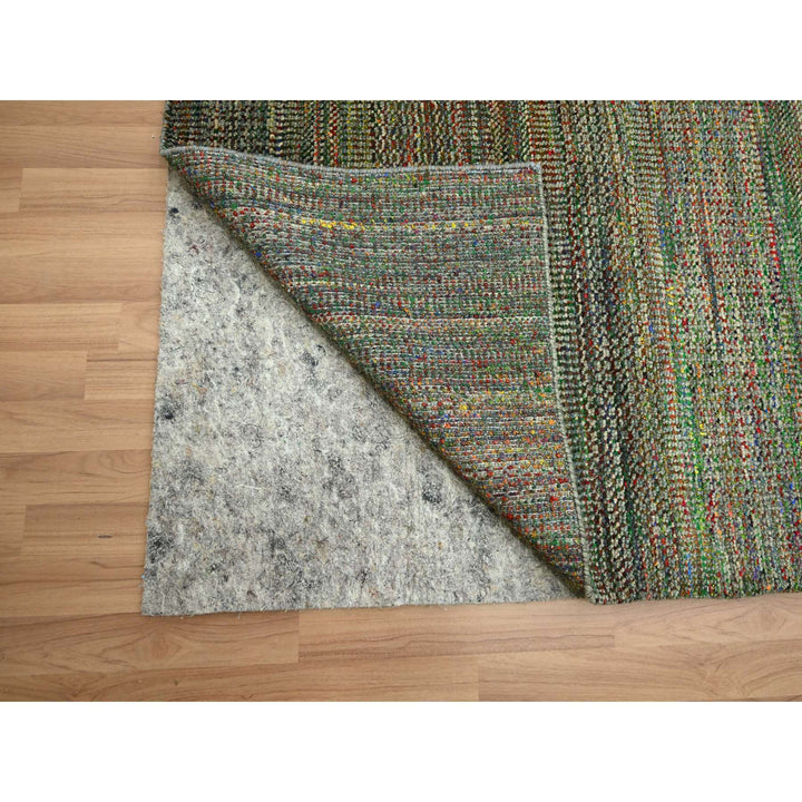 9'11" x 14'6" New Hand Knotted Green Wool & Silk Rectangle Oriental Rug - MOA10283237