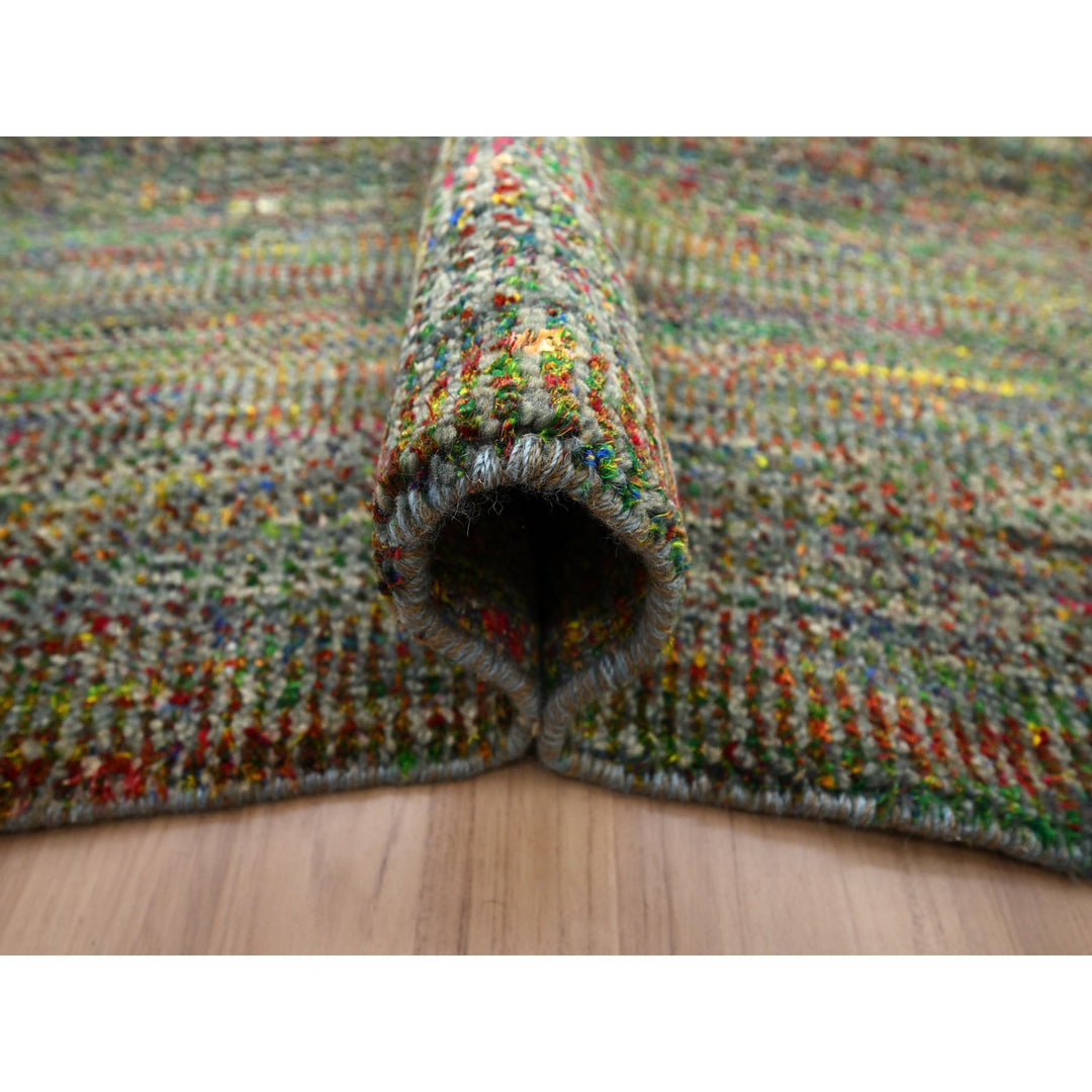 9'11" x 14'6" New Hand Knotted Green Wool & Silk Rectangle Oriental Rug - MOA10283237
