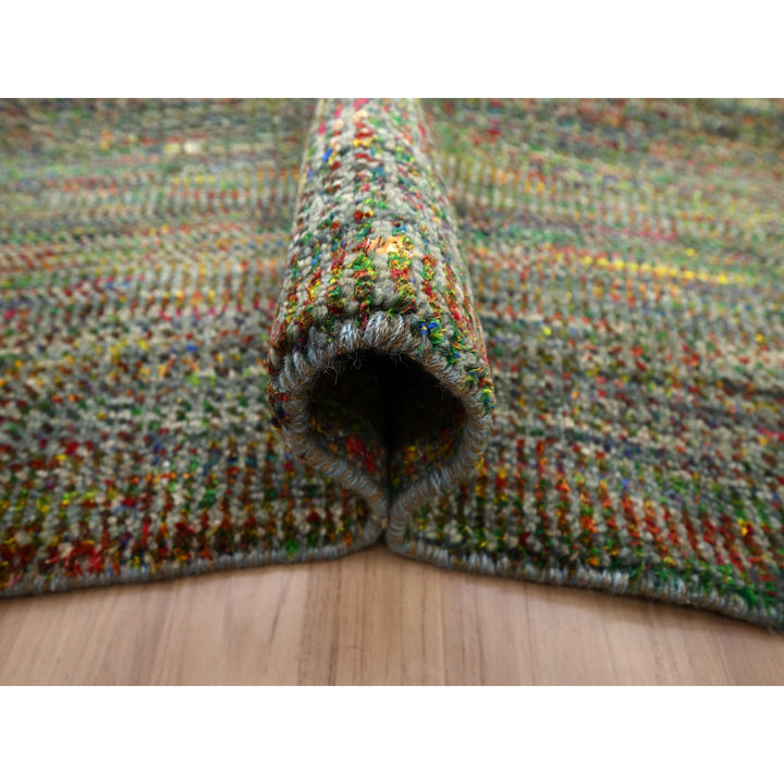 9'11" x 14'6" New Hand Knotted Green Wool & Silk Rectangle Oriental Rug - MOA10283237