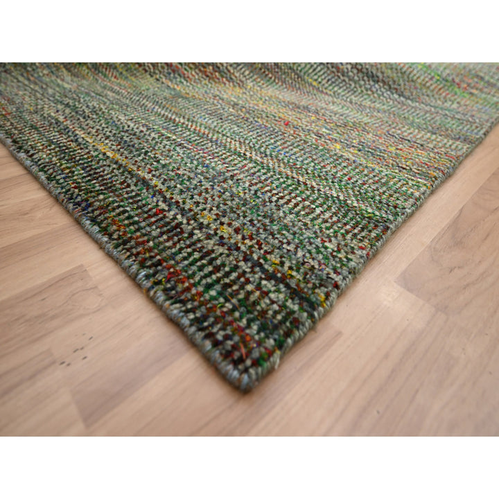 9'11" x 14'6" New Hand Knotted Green Wool & Silk Rectangle Oriental Rug - MOA10283237