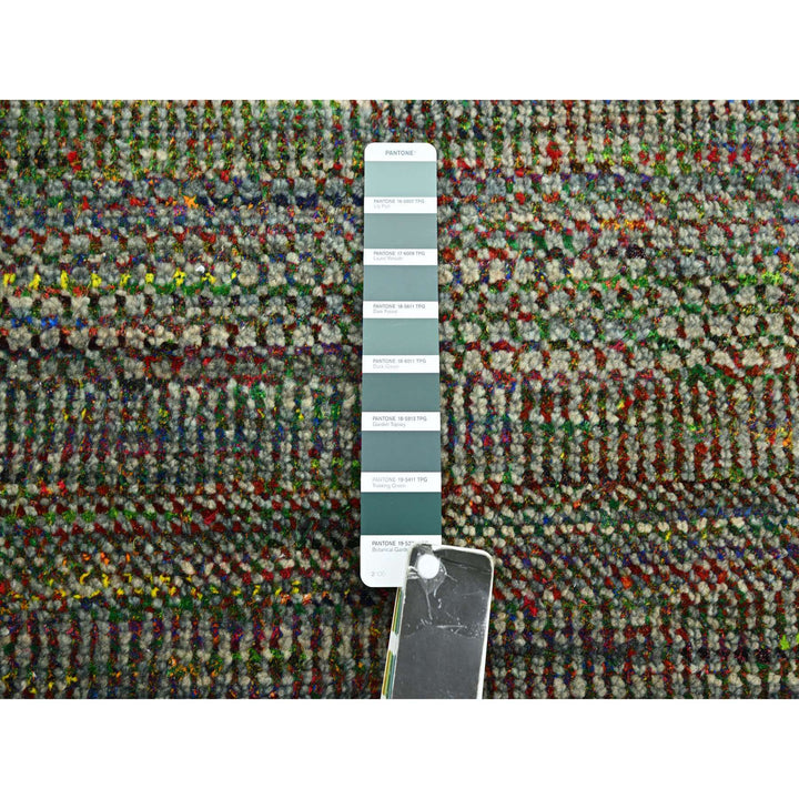 9'11" x 14'6" New Hand Knotted Green Wool & Silk Rectangle Oriental Rug - MOA10283237