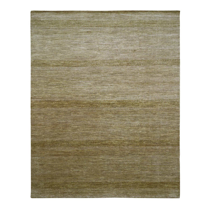 9'5" x 11'10" New Hand Knotted Brown Wool & Silk Rectangle Oriental Rug - MOA10283238