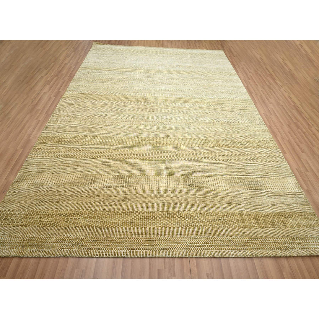 9'5" x 11'10" New Hand Knotted Brown Wool & Silk Rectangle Oriental Rug - MOA10283238