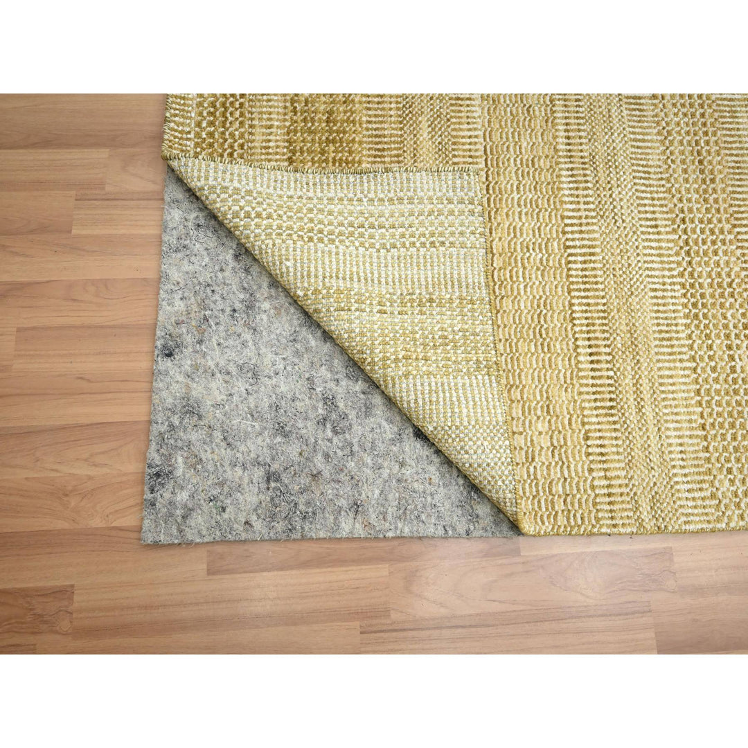 9'5" x 11'10" New Hand Knotted Brown Wool & Silk Rectangle Oriental Rug - MOA10283238