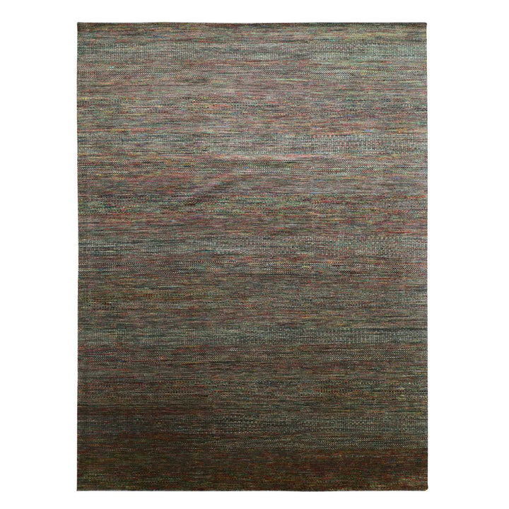 9'1" x 12'2" New Hand Knotted Green Wool Rectangle Oriental Rug - MOA10283239