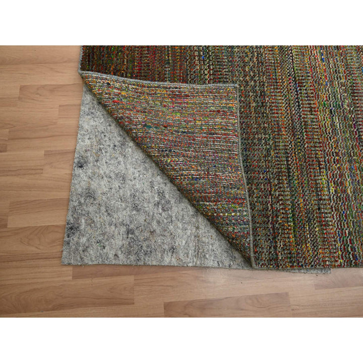 9'1" x 12'2" New Hand Knotted Green Wool Rectangle Oriental Rug - MOA10283239
