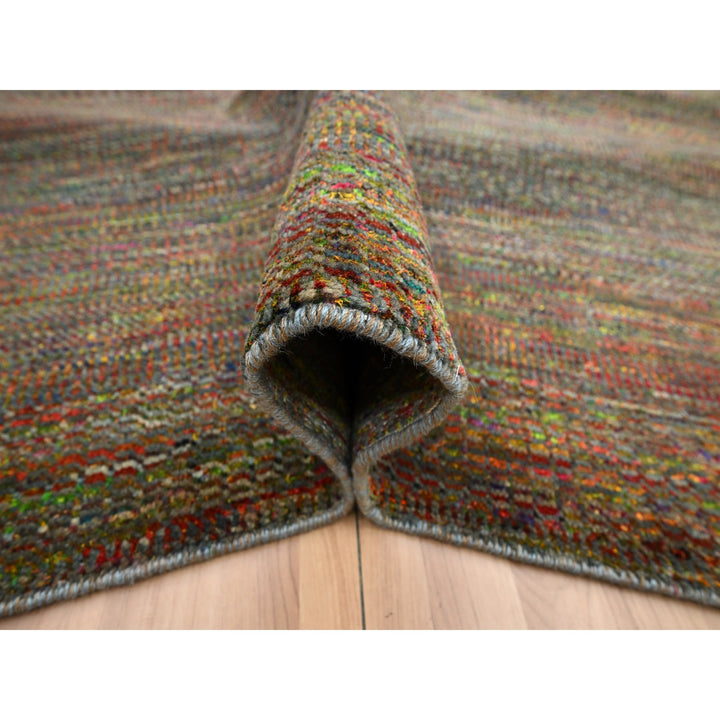 9'1" x 12'2" New Hand Knotted Green Wool Rectangle Oriental Rug - MOA10283239