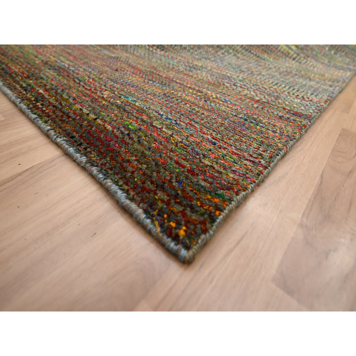 9'1" x 12'2" New Hand Knotted Green Wool Rectangle Oriental Rug - MOA10283239