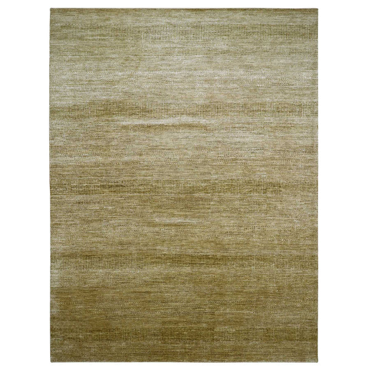 9'0" x 12'1" New Hand Knotted Brown Wool & Silk Rectangle Oriental Rug - MOA10283240