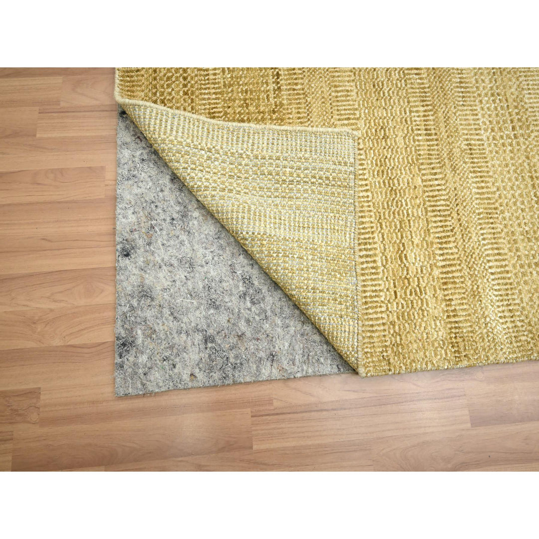 9'0" x 12'1" New Hand Knotted Brown Wool & Silk Rectangle Oriental Rug - MOA10283240