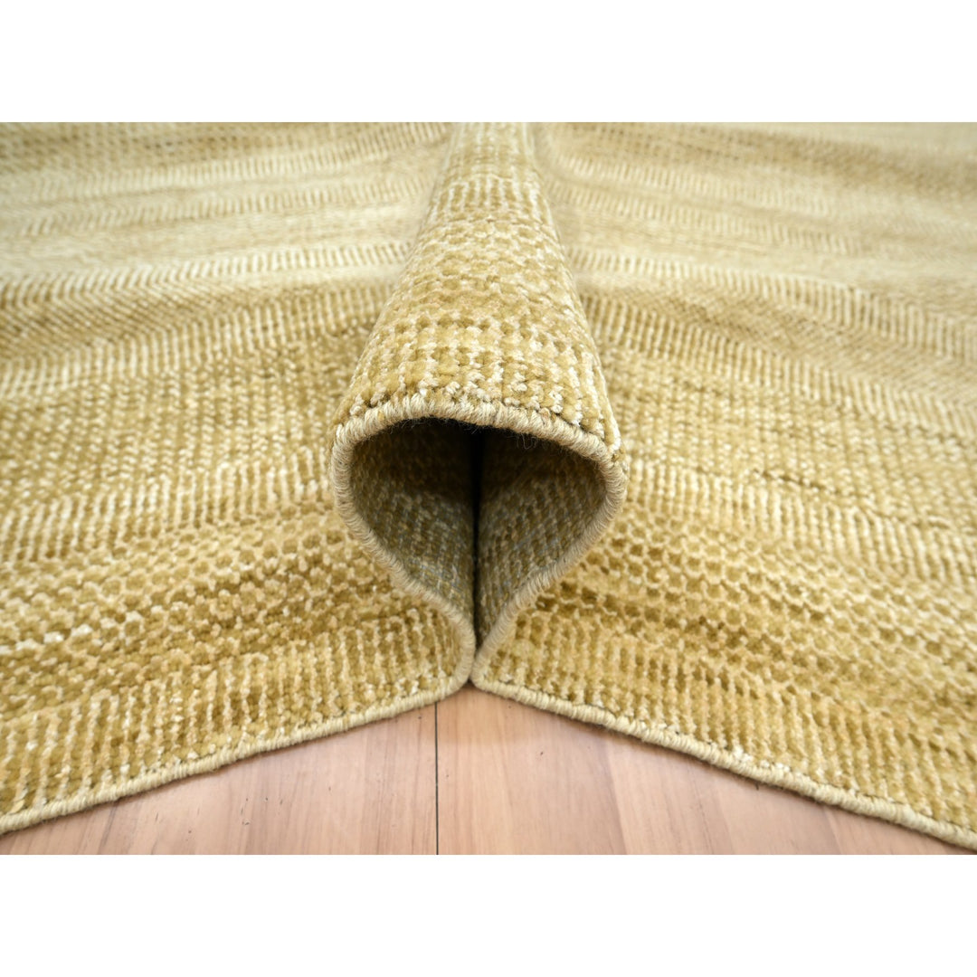 9'0" x 12'1" New Hand Knotted Brown Wool & Silk Rectangle Oriental Rug - MOA10283240