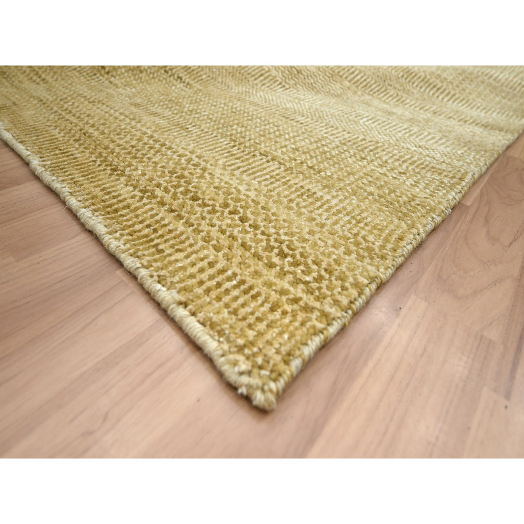 9'0" x 12'1" New Hand Knotted Brown Wool & Silk Rectangle Oriental Rug - MOA10283240