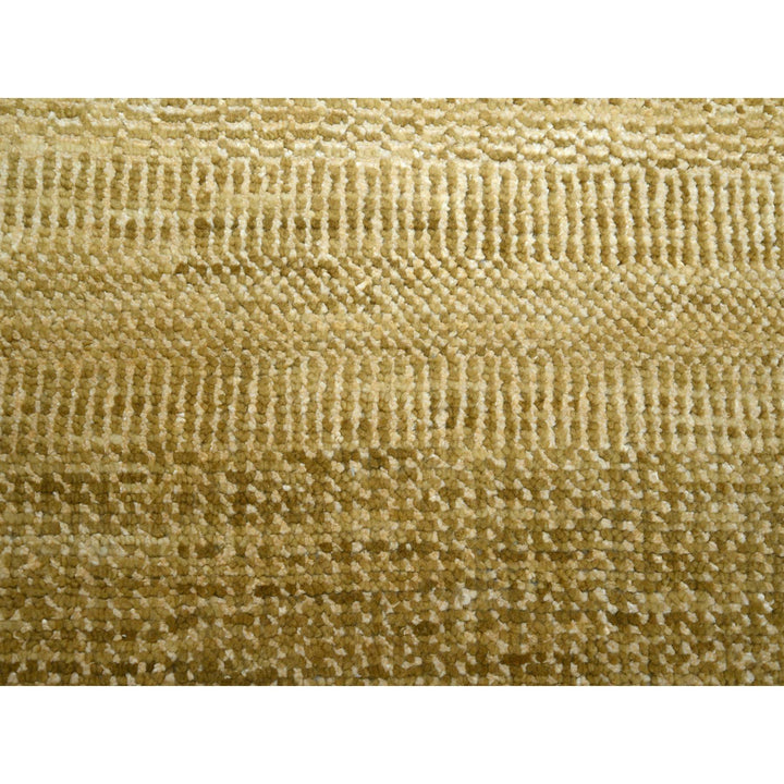 9'0" x 12'1" New Hand Knotted Brown Wool & Silk Rectangle Oriental Rug - MOA10283240
