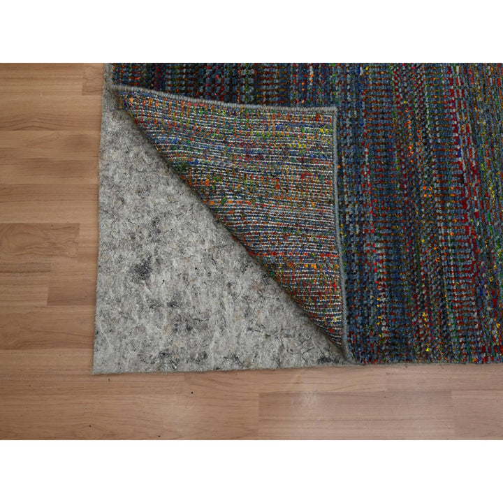 3'0" x 10'1" New Hand Knotted Blue Wool & Silk Runner Oriental Rug - MOA10283243