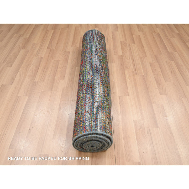 3'0" x 10'1" New Hand Knotted Blue Wool & Silk Runner Oriental Rug - MOA10283243