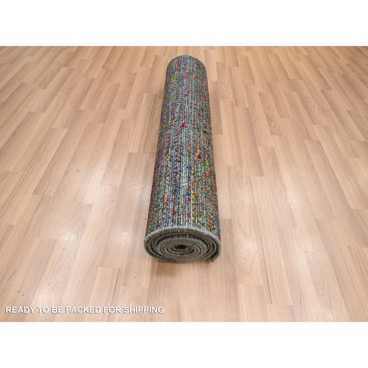 3'0" x 10'2" New Hand Knotted Blue Wool Runner Oriental Rug - MOA10283244
