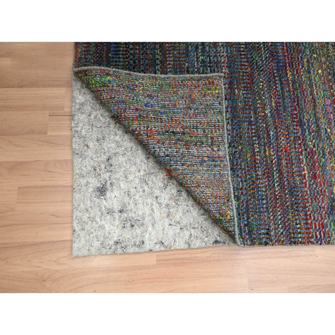 2'9" x 10'2" New Hand Knotted Blue Wool & Silk Runner Oriental Rug - MOA10283245