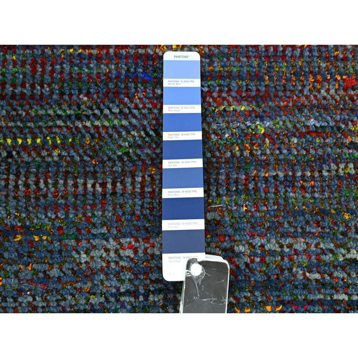 2'9" x 10'2" New Hand Knotted Blue Wool & Silk Runner Oriental Rug - MOA10283245