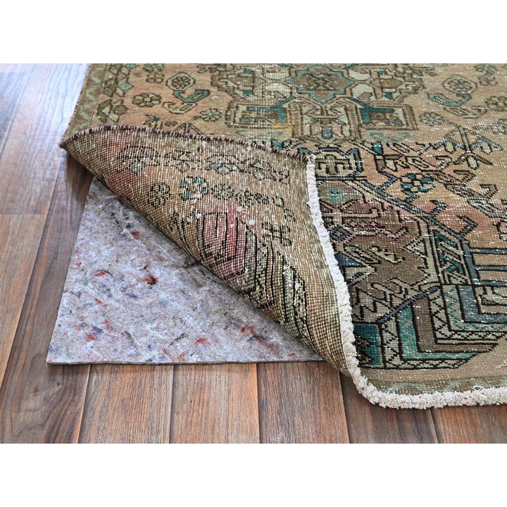 2'9" x 10'7" Vintage Hand Knotted Brown Wool Runner Oriental Rug - MOA102832