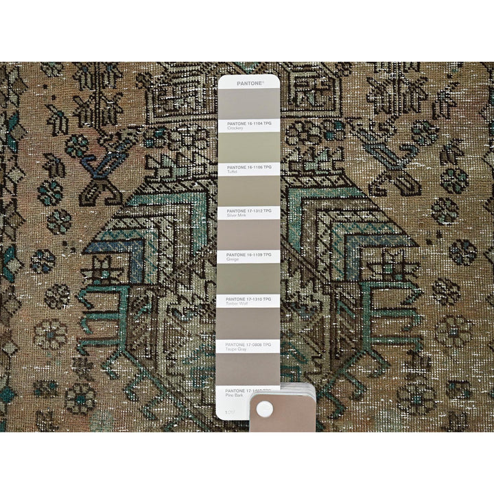 2'9" x 10'7" Vintage Hand Knotted Brown Wool Runner Oriental Rug - MOA102832