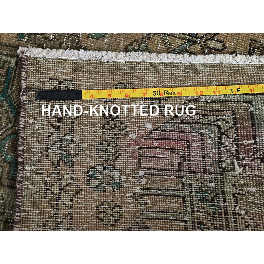 2'9" x 10'7" Vintage Hand Knotted Brown Wool Runner Oriental Rug - MOA102832