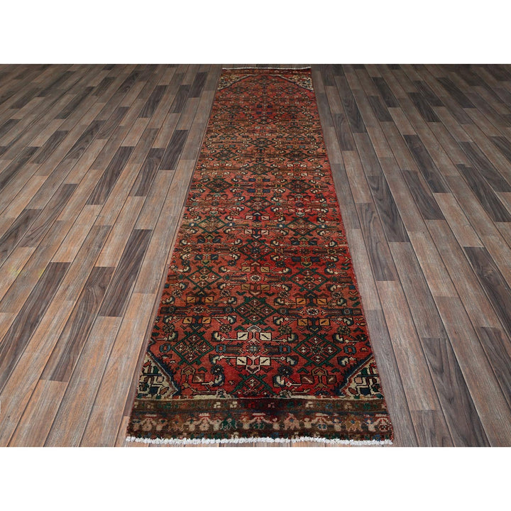 2'5" x 9'4" Vintage Hand Knotted Red Wool Runner Oriental Rug - MOA102837