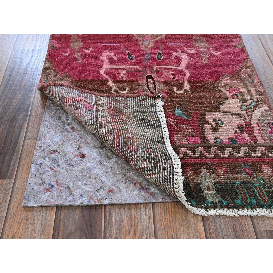 2'0" x 9'7" Vintage Hand Knotted Red Wool Runner Oriental Rug - MOA102839