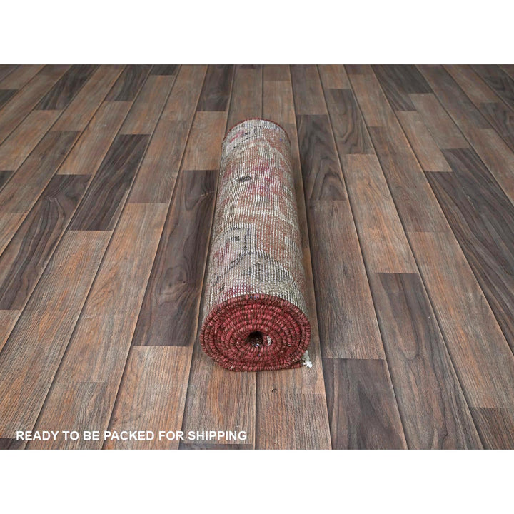 2'0" x 9'7" Vintage Hand Knotted Red Wool Runner Oriental Rug - MOA102839
