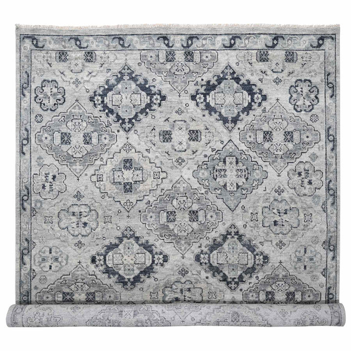 11'9" x 14'8" New Hand Knotted Grey Wool Rectangle Oriental Rug - MOA10284022