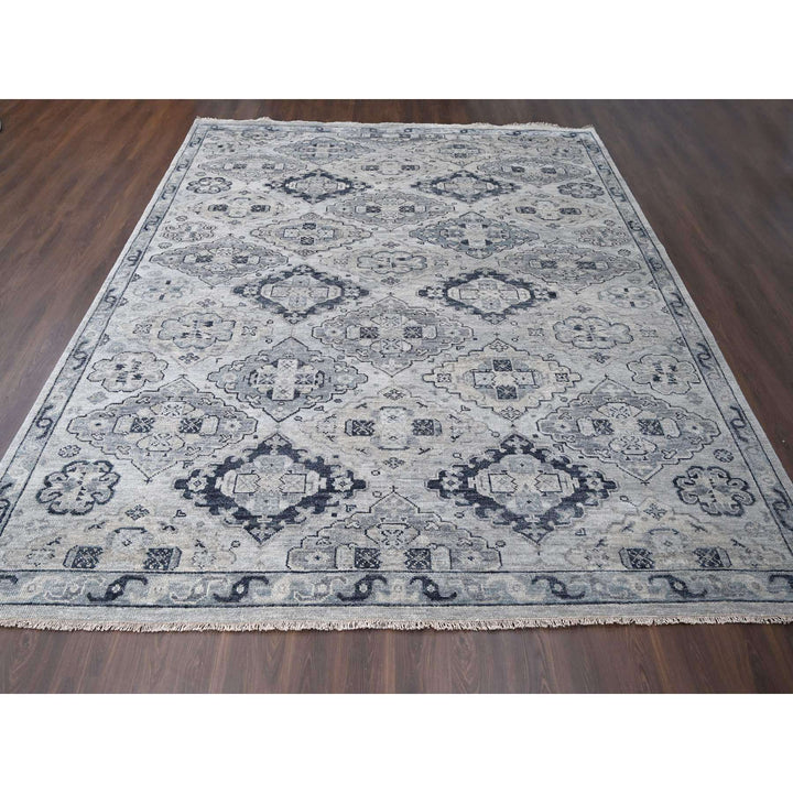 11'9" x 14'8" New Hand Knotted Grey Wool Rectangle Oriental Rug - MOA10284022