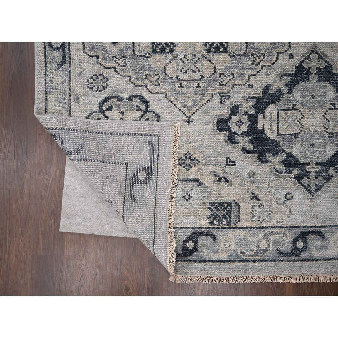 11'9" x 14'8" New Hand Knotted Grey Wool Rectangle Oriental Rug - MOA10284022