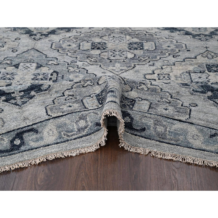 11'9" x 14'8" New Hand Knotted Grey Wool Rectangle Oriental Rug - MOA10284022