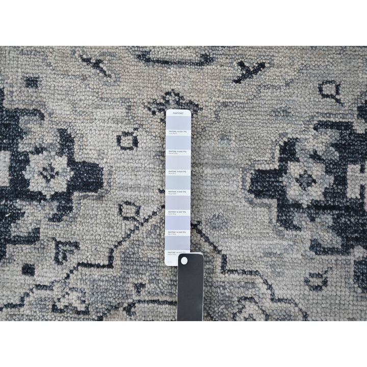 11'9" x 14'8" New Hand Knotted Grey Wool Rectangle Oriental Rug - MOA10284022