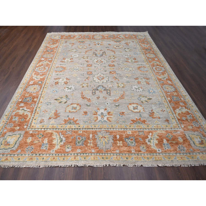 11'10" x 14'9" New Hand Knotted Beige Wool Rectangle Oriental Rug - MOA10284026