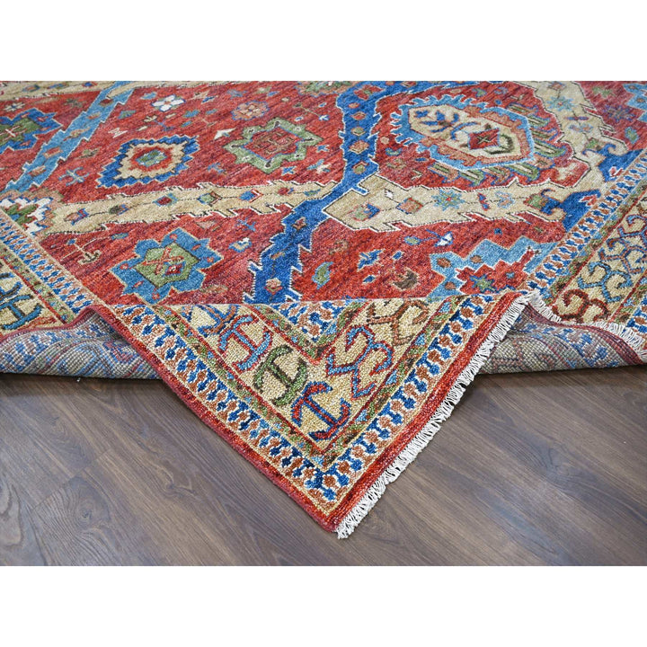 12'0" x 14'10" New Hand Knotted Red Wool Rectangle Oriental Rug - MOA10284036