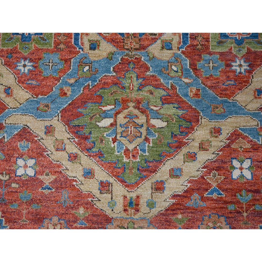 12'0" x 14'10" New Hand Knotted Red Wool Rectangle Oriental Rug - MOA10284036