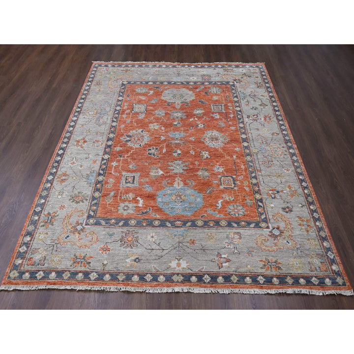 8'10" x 11'10" New Hand Knotted Orange Wool Rectangle Oriental Rug - MOA10284047