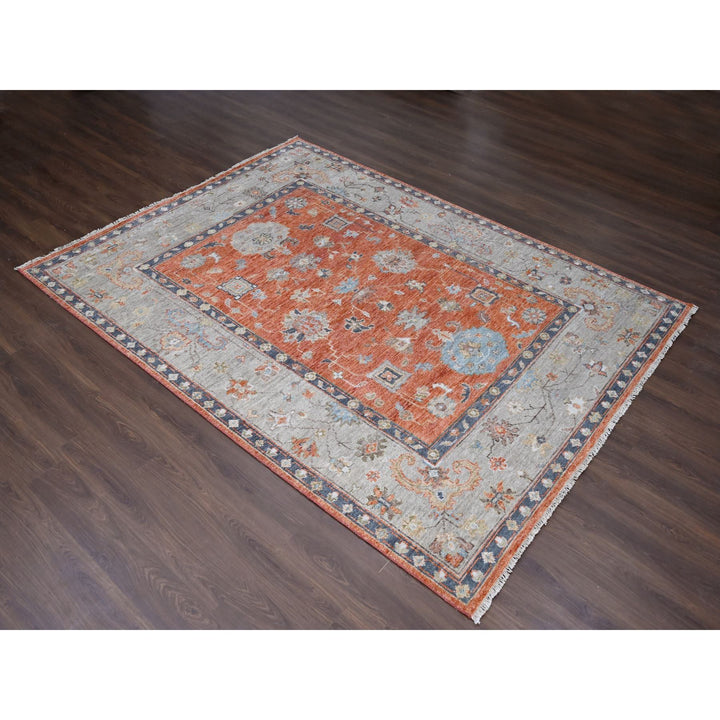 8'10" x 11'10" New Hand Knotted Orange Wool Rectangle Oriental Rug - MOA10284047