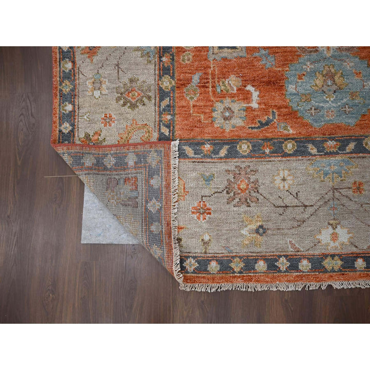 8'10" x 11'10" New Hand Knotted Orange Wool Rectangle Oriental Rug - MOA10284047