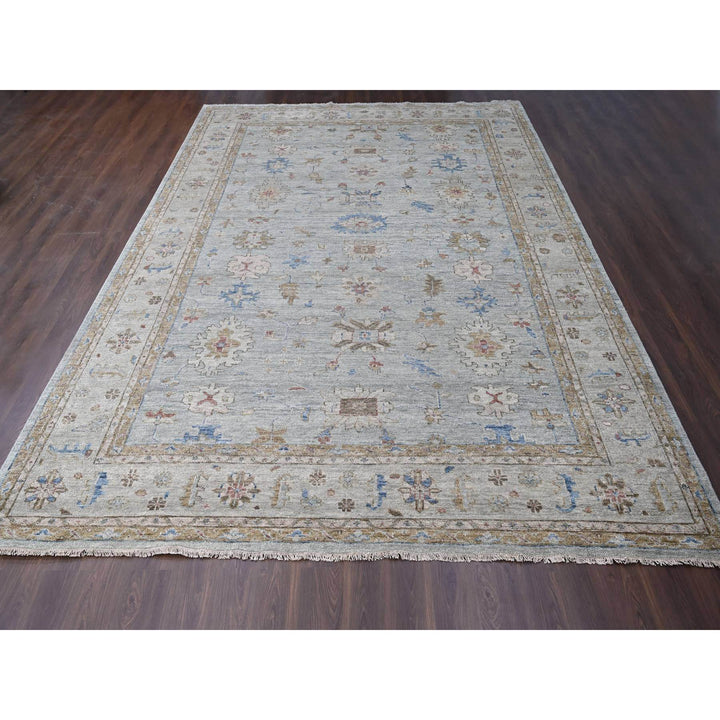 12'0" x 17'9" New Hand Knotted Grey Wool Rectangle Oriental Rug - MOA10284061